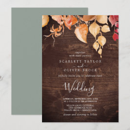 Fall Leaves | Rustisch bruin hout Kaart