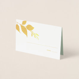 Fall Leaves Sage Green Wedde Place Card Folie Kaarten