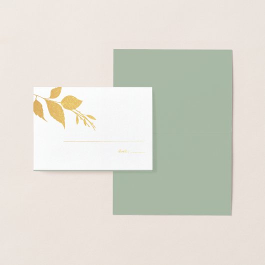 Fall Leaves Sage Green Wedde Place Card Folie Kaarten (Display)