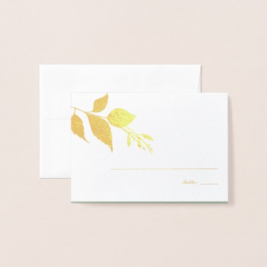 Fall Leaves Sage Green Wedde Place Card Folie Kaarten (Voorkant met envelop)