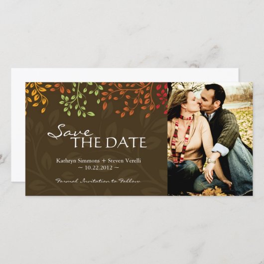 Fall Leaves Save the Date Photocard (Voorkant / Achterkant)
