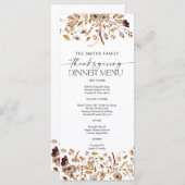 Fall Leaves Thanksgiving Dinner Flat Menu (Voorkant / Achterkant)