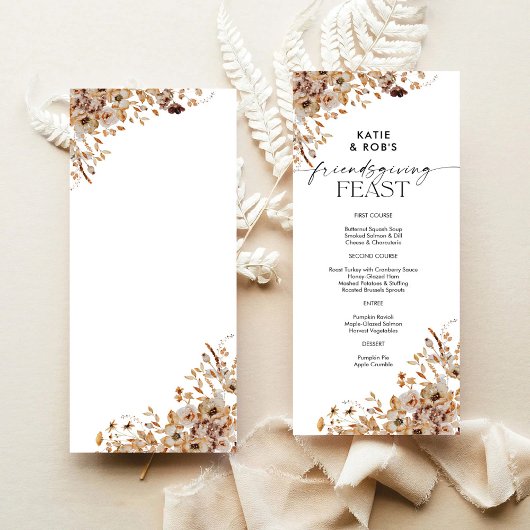 Fall Leaves Thanksgiving Dinner Flat Menu