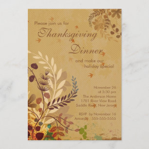 Fall Leaves Thanksgiving Dinner Party Kaart
