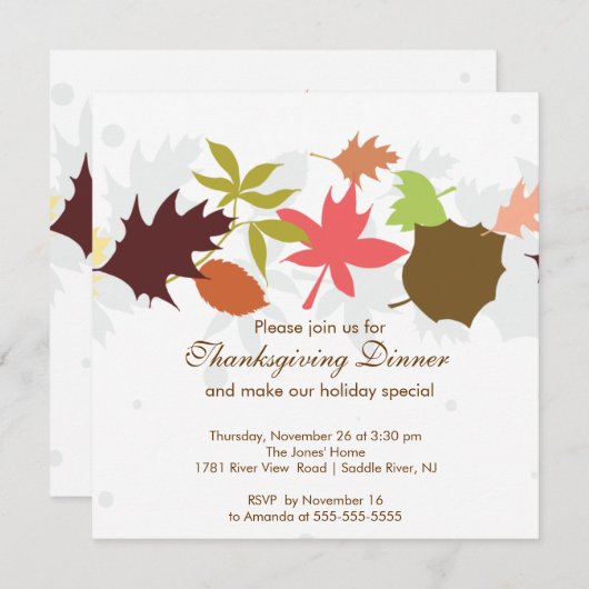 Fall Leaves Thanksgiving Dinner Party Kaart (Voorkant / Achterkant)