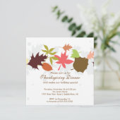 Fall Leaves Thanksgiving Dinner Party Kaart (Staand voorkant)