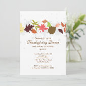 Fall Leaves Thanksgiving Dinner Party Kaart (Staand voorkant)