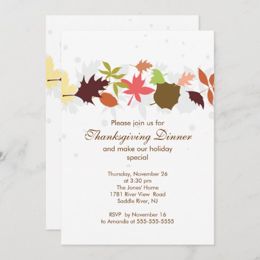Fall Leaves Thanksgiving Dinner Party Kaart (Voorkant / Achterkant)