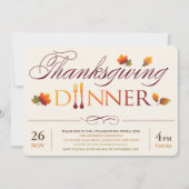 Fall Leaves Thanksgiving Dinner Wine & Dine Party Kaart (Voorkant)