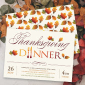 Fall Leaves Thanksgiving Dinner Wine & Dine Party Kaart