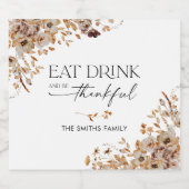 Fall Leaves Thanksgiving Dinner Wine Label Sparkling Wijnetiket (Enkel label)