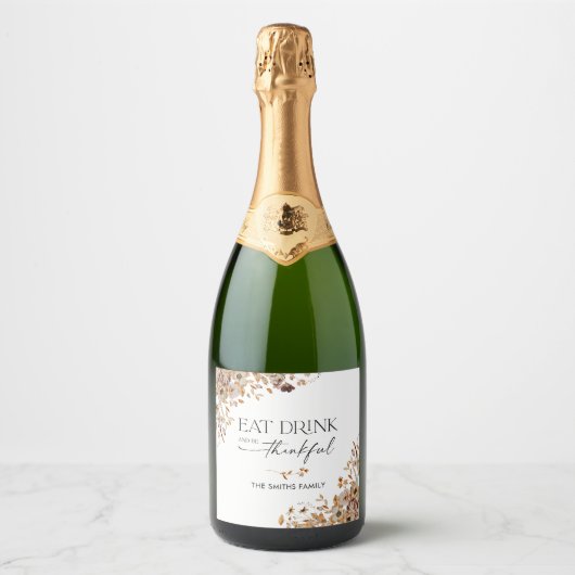 Fall Leaves Thanksgiving Dinner Wine Label Sparkling Wijnetiket (Voorkant)