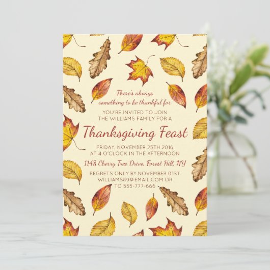 Fall Leaves Thanksgiving Feast - Kies uw kleur Kaart (Staand voorkant)