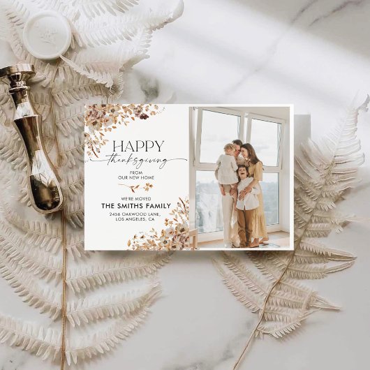 Fall Leaves Thanksgiving Flat Announcement Card Aankondiging