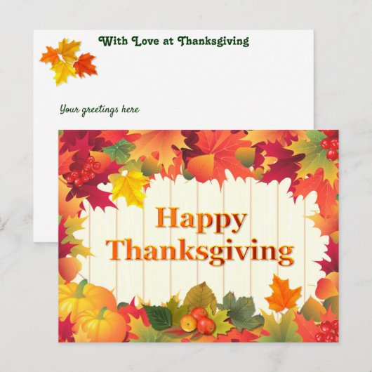 Fall Leaves Thanksgiving Holiday Briefkaart (Voorkant / Achterkant)