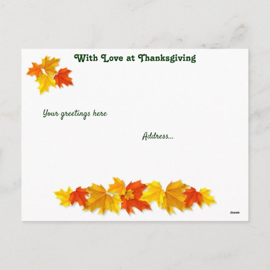 Fall Leaves Thanksgiving Holiday Briefkaart (Achterkant)