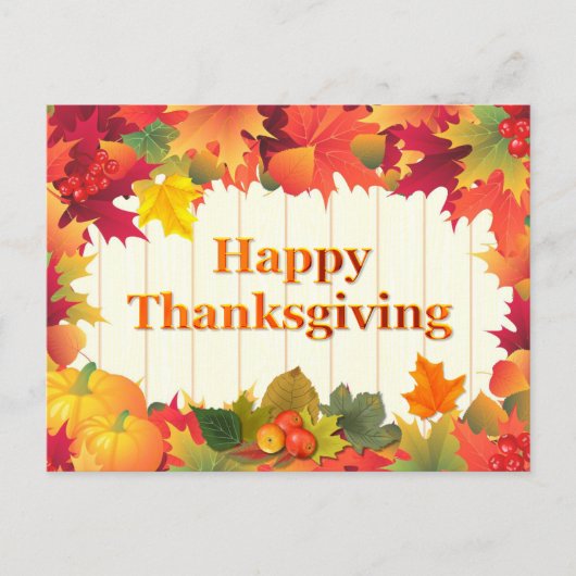Fall Leaves Thanksgiving Holiday Briefkaart (Voorkant)