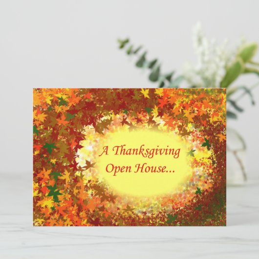Fall Leaves Thanksgiving Open House Uitnodiging (Staand voorkant)
