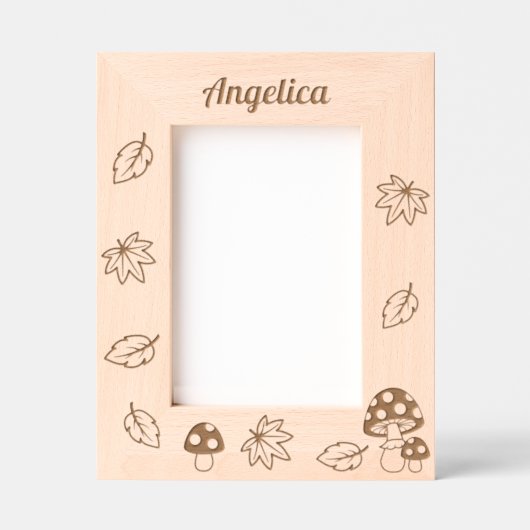 Fall Leaves Toadstool Mushrooms Custom Name 5x7 Gegraveerde Lijstjes (Voorkant)