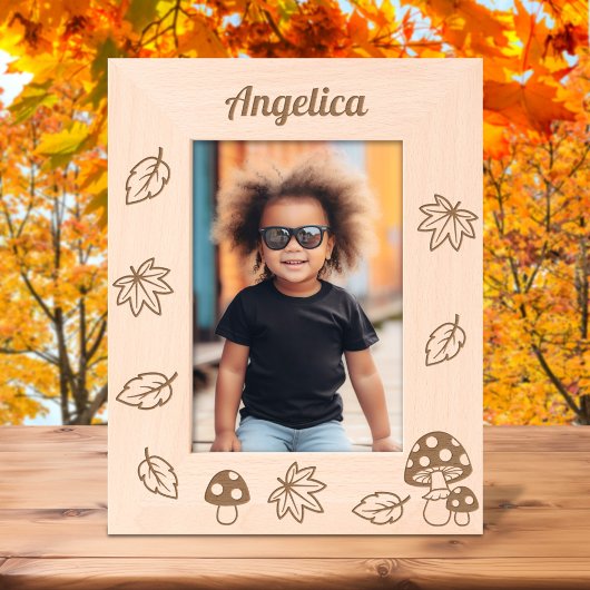 Fall Leaves Toadstool Mushrooms Custom Name 5x7 Gegraveerde Lijstjes