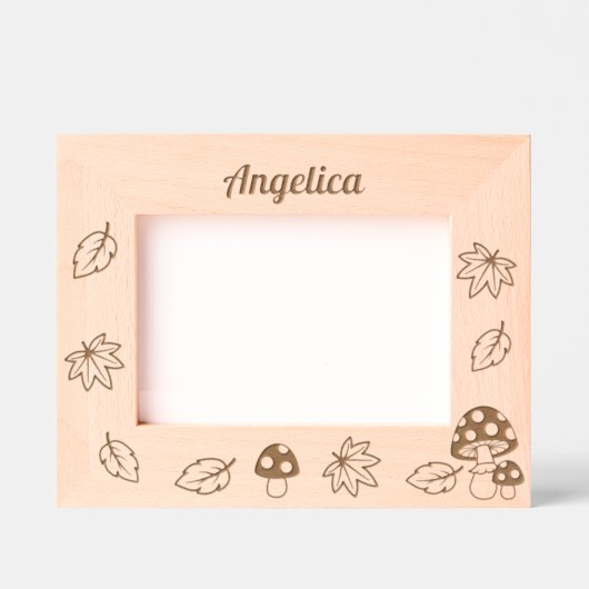 Fall Leaves Toadstool Mushrooms Custom Name 7x5 Gegraveerde Lijstjes (Voorkant)