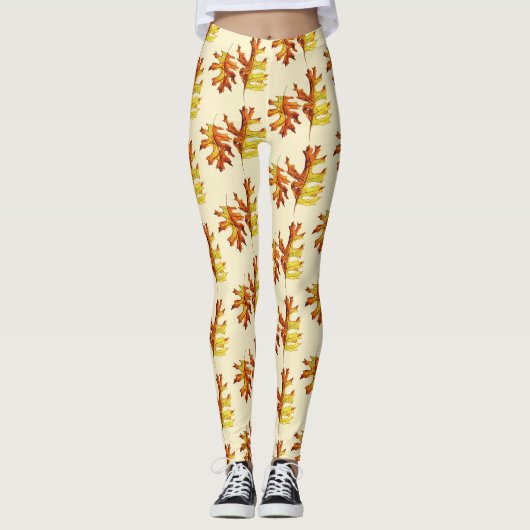 Fall Leaves Waterverf Pattern Leggings (Voorkant)