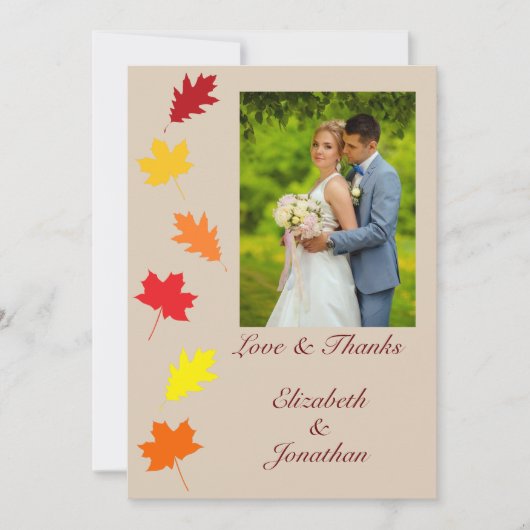 Fall Leaves Wedding Bedankkaart (Voorkant)