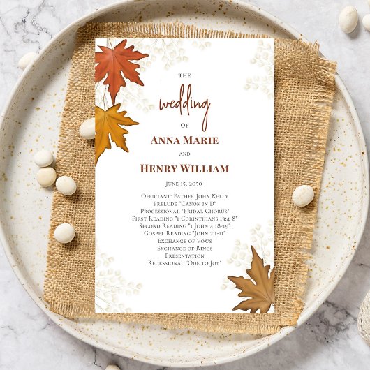 Fall Leaves Wedding Ceremony Programma