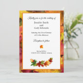 Fall Leaves Wedding Invitation Autumn Flat Kaart (Staand voorkant)