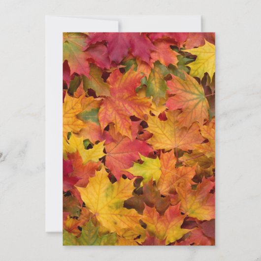 Fall Leaves Wedding Invitation Autumn Flat Kaart (Achterkant)