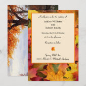 Fall Leaves Wedding Invitation Flat Kaart herfst (Voorkant / Achterkant)