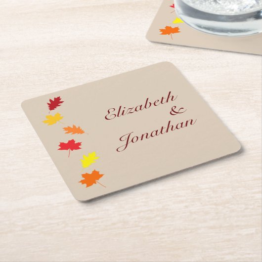 Fall Leaves Wedding Kartonnen Onderzetters (Schuin)