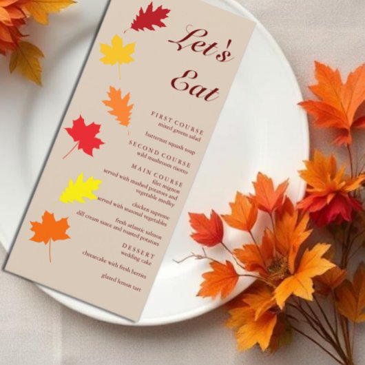 Fall Leaves Wedding Menu