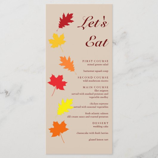 Fall Leaves Wedding Menu (Voorkant)