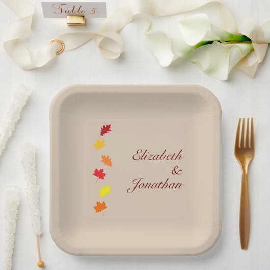 Fall Leaves Wedding Papieren Bordje (Huwelijk)