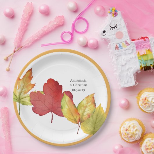 Fall Leaves Wedding Papieren Bordje (Feest)