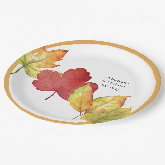 Fall Leaves Wedding Papieren Bordje (Gekanteld)