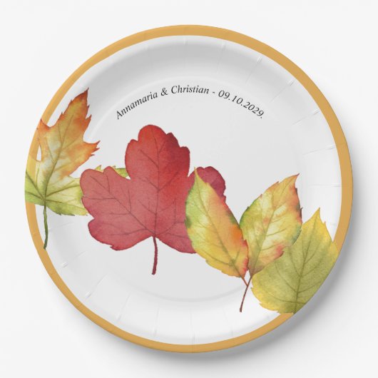 Fall Leaves Wedding Papieren Bordje (Voorkant)