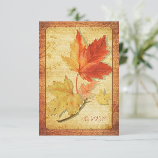 Fall Leaves Wedding Reply Kaart (RSVP-kaart) (Staand voorkant)