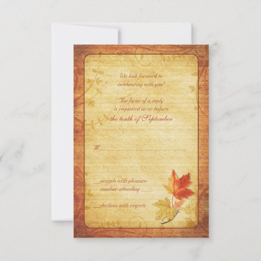 Fall Leaves Wedding Reply Kaart (RSVP-kaart) (Achterkant)