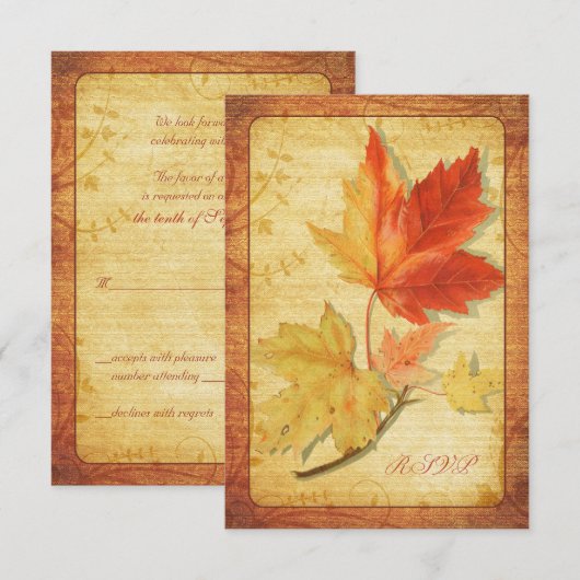 Fall Leaves Wedding Reply Kaart (RSVP-kaart) (Voorkant / Achterkant)