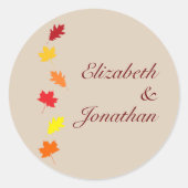 Fall Leaves Wedding Ronde Sticker (Voorkant)