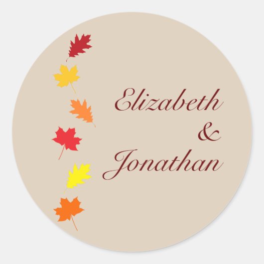 Fall Leaves Wedding Ronde Sticker (Voorkant)