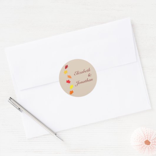 Fall Leaves Wedding Ronde Sticker (Envelop)