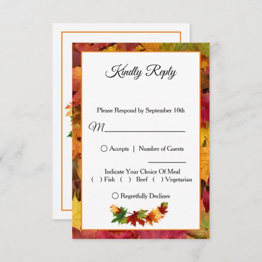 Fall Leaves Wedding RSVP-kaart Bedankkaart (Voorkant / Achterkant)