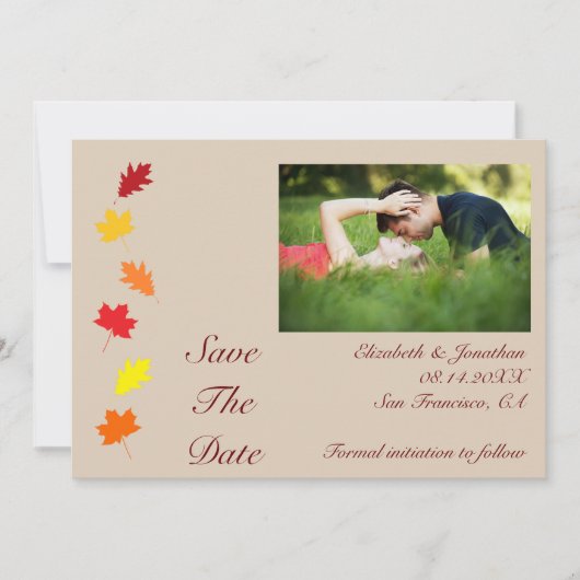 Fall Leaves Wedding Save The Date (Voorkant)