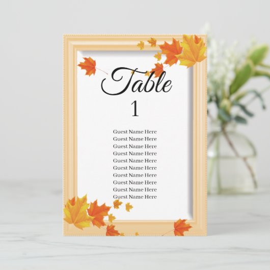 Fall Leaves Wedding Seating Chart Kaart (Staand voorkant)