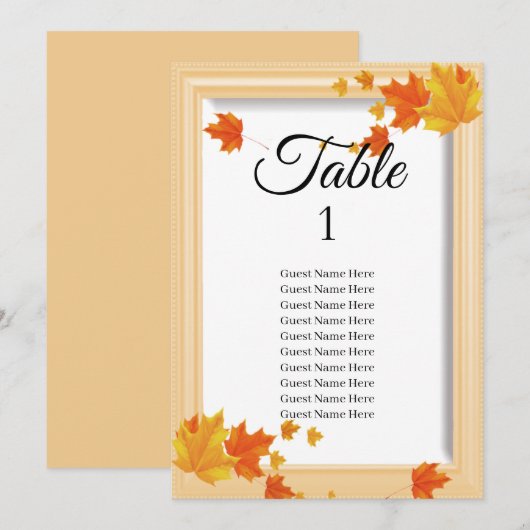 Fall Leaves Wedding Seating Chart Kaart (Voorkant / Achterkant)
