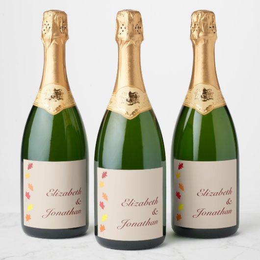 Fall Leaves Wedding Sparkling Wijnetiket (Flessen)