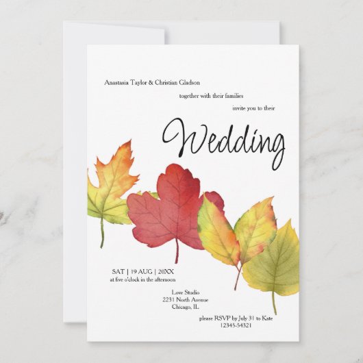 Fall Leaves Wedding Uitnodiging (Voorkant)